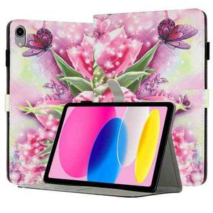For iPad 10th Gen 10.9 2022 Painted Leather Smart Tablet Case(Rose Butterfly)