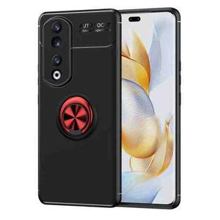 For Honor 90 Pro Metal Ring Holder TPU Phone Case(Black+Red)