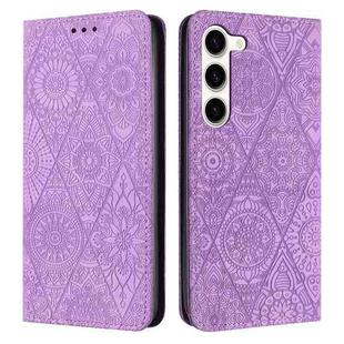 For Samsung Galaxy S23+ 5G Ethnic Embossed Adsorption Leather Phone Case(Purple)