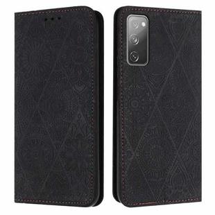 For Samsung Galaxy S20 FE Ethnic Embossed Adsorption Leather Phone Case(Black)