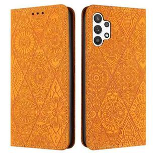 For Samsung Galaxy A13 4G/5G Ethnic Embossed Adsorption Leather Phone Case(Yellow)