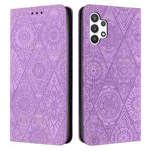 For Samsung Galaxy A13 4G/5G Ethnic Embossed Adsorption Leather Phone Case(Purple)