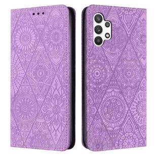 For Samsung Galaxy A32 5G Ethnic Embossed Adsorption Leather Phone Case(Purple)