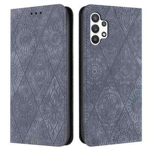For Samsung Galaxy A32 5G Ethnic Embossed Adsorption Leather Phone Case(Grey)