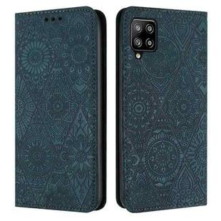 For Samsung Galaxy A42 5G Ethnic Embossed Adsorption Leather Phone Case(Blue)