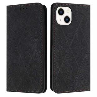 For iPhone 14 Ethnic Embossed Adsorption Leather Phone Case(Black)