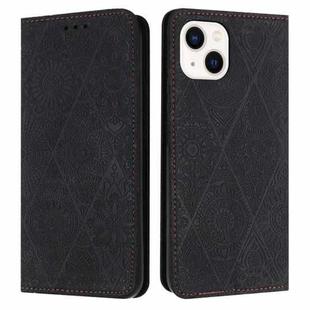 For iPhone 13 Ethnic Embossed Adsorption Leather Phone Case(Black)