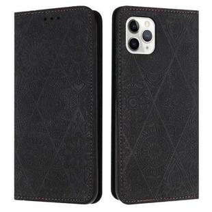 For iPhone 12 / 12 Pro Ethnic Embossed Adsorption Leather Phone Case(Black)