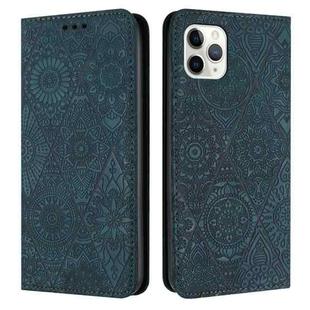 For iPhone 12 Pro Max Ethnic Embossed Adsorption Leather Phone Case(Blue)