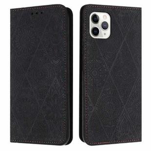 For iPhone 11 Pro Ethnic Embossed Adsorption Leather Phone Case(Black)