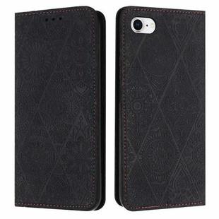 For iPhone SE 2022 / 7 / 8 Ethnic Embossed Adsorption Leather Phone Case(Black)