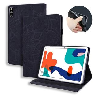 For Huawei MatePad 10.4 Calf Pattern Double Folding Design Embossed Leather Case with Holder & Card Slots & Pen Slot & Elastic Band(Black)