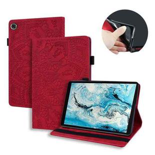 For Lenovo Tab M8 TB-8505F 8505X 8.0  Calf Pattern Double Folding Design Embossed Leather Case with Holder & Card Slots & Pen Slot & Elastic Band(Red)