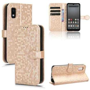 For Sharp Aquos Wish 3 Honeycomb Dot Texture Leather Phone Case(Gold)