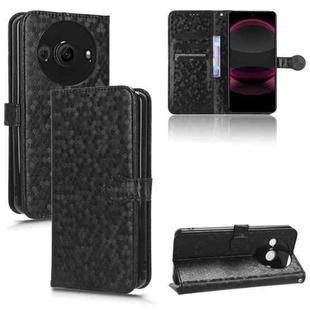 For Sharp Aquos R8 Pro Honeycomb Dot Texture Leather Phone Case(Black)