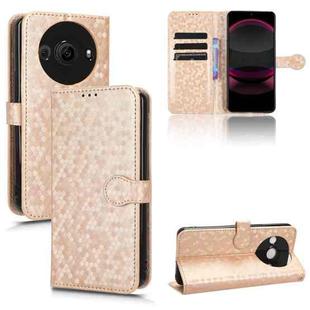 For Sharp Aquos R8 Pro Honeycomb Dot Texture Leather Phone Case(Gold)