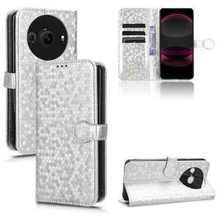 For Sharp Aquos R8 Pro Honeycomb Dot Texture Leather Phone Case(Silver)