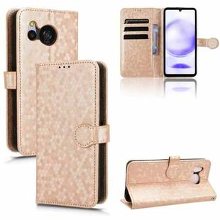 For Sharp Aquos Sense8 Honeycomb Dot Texture Leather Phone Case(Gold)