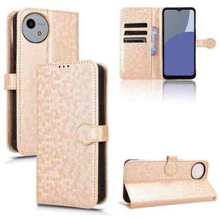 For Sharp Aquos Wish 4 Honeycomb Dot Texture Leather Phone Case(Gold)