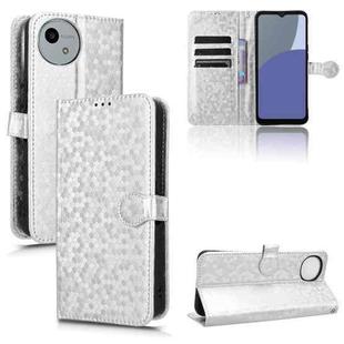 For Sharp Aquos Wish 4 Honeycomb Dot Texture Leather Phone Case(Silver)