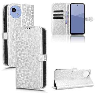 For Sharp Aquos wish5 Honeycomb Dot Texture Leather Phone Case(Silver)