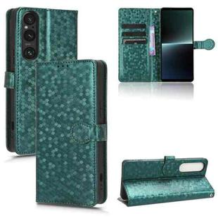 For Sony Xperia 1 V Honeycomb Dot Texture Leather Phone Case(Green)