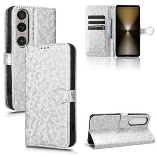 For Sony Xperia 1 VI Honeycomb Dot Texture Leather Phone Case(Silver)