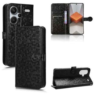 For Xiaomi Redmi Note 13 Pro+ 5G Honeycomb Dot Texture Leather Phone Case(Black)