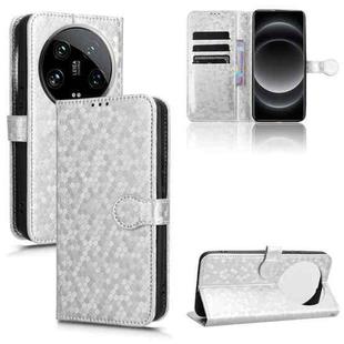 For Xiaomi 14 Ultra Honeycomb Dot Texture Leather Phone Case(Silver)