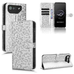 For Asus ROG Phone 7 Honeycomb Dot Texture Leather Phone Case(Silver)