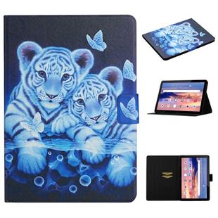For Huawei MediaPad T5 Colored Drawing Pattern Horizontal Flip Leather Case with Holder & Card Slots(Tiger)