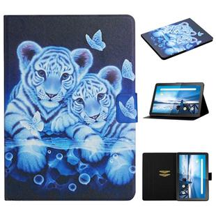For Lenovo Tab M10 X605F X505 Colored Drawing Pattern Horizontal Flip Leather Case with Holder & Card Slots(Tiger)