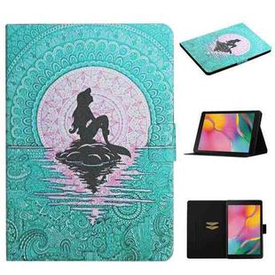 For Samsung Galaxy Tab A 8.0 (2019) T290 Colored Drawing Pattern Horizontal Flip Leather Case with Holder & Card Slots(Mermaid)