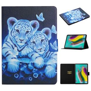 For Samsung Galaxy Tab S6 Lite P610 Colored Drawing Pattern Horizontal Flip Leather Case with Holder & Card Slots(Tiger)