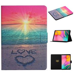 For Samsung Galaxy Tab A 10.1 (2019) T510 Colored Drawing Pattern Horizontal Flip Leather Case with Holder & Card Slots(Sunrise)