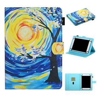 For 7 inch Universal Tablet PC Colored Drawing Pattern Horizontal Flip Leather Case with Holder & Card Slots(Starry Sky Tree)