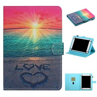 For 7 inch Universal Tablet PC Colored Drawing Pattern Horizontal Flip Leather Case with Holder & Card Slots(Sunrise)