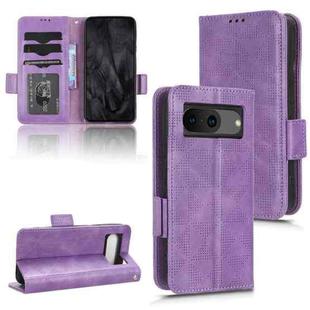 For Google Pixel 8 Symmetrical Triangle Pattern Leather Phone Case(Purple)