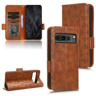 For Google Pixel 8 Pro Symmetrical Triangle Pattern Leather Phone Case(Brown)