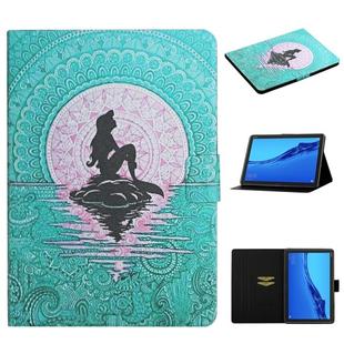 For Huawei MediaPad M5 Lite Colored Drawing Pattern Horizontal Flip Leather Case with Holder & Card Slots & Sleep / Wake-up Function(Mermaid)