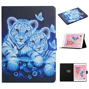 For iPad 5 Colored Drawing Pattern Horizontal Flip Leather Case with Holder & Card Slots & Sleep / Wake-up Function(Tiger)