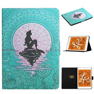 For iPad Mini 4 / 3 / 2 / 1 Colored Drawing Pattern Horizontal Flip Leather Case with Holder & Card Slots & Sleep / Wake-up Function(Mermaid)