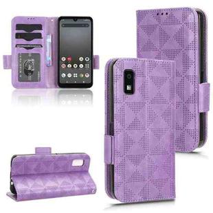 For Sharp Aquos Wish 3 Symmetrical Triangle Pattern Leather Phone Case(Purple)