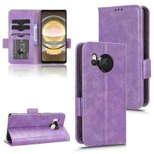 For Sharp Aquos R8 Symmetrical Triangle Pattern Leather Phone Case(Purple)