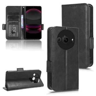 For Sharp Aquos R8 Pro Symmetrical Triangle Pattern Leather Phone Case(Black)