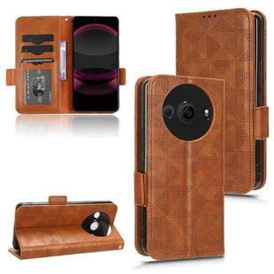 For Sharp Aquos R8 Pro Symmetrical Triangle Pattern Leather Phone Case(Brown)