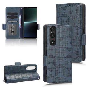 For Sony Xperia 1 V Symmetrical Triangle Pattern Leather Phone Case(Blue)