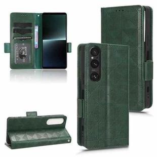 For Sony Xperia 1 V Symmetrical Triangle Pattern Leather Phone Case(Green)