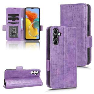 For Samsung Galaxy M54 5G Symmetrical Triangle Pattern Leather Phone Case(Purple)