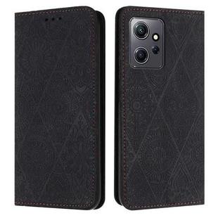 For Redmi Note 12 4G Global Ethnic Embossed Adsorption Leather Phone Case(Black)